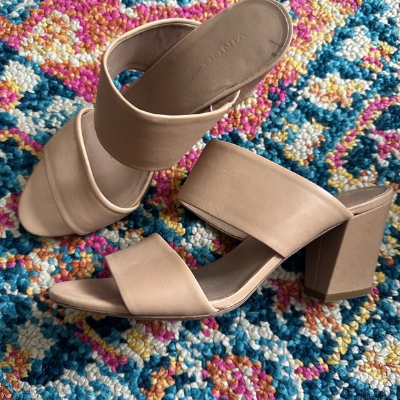 Vince Vero Cuoio Double Strap Sandal Heel Made In Italy - Picture 2 of 5